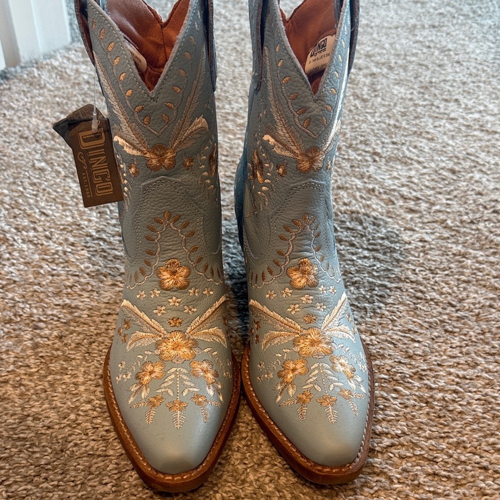 Dingo Light Blue Embroidered Ankle Boots - Picture 5 of 5